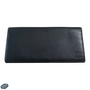 Givenchy Black Leather Long Bifold Wallet – Pebbled Leather with Logo Embossing